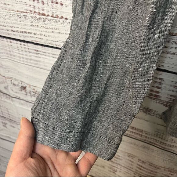 ATHLETA 100% LINEN ANKLE CROP CAPRI PANTS WOMEN’S SIZE 0 GRAY HEATHERED POCKETS - Picture 8 of 16